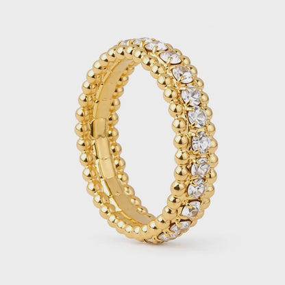Anel Dourado Aparador Cravejado de Zircônia
